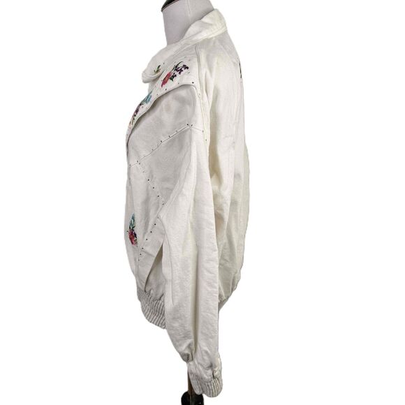 PADO Vintage Embroidered Floral 80s Sportswear Jean Jacket Size Small - Picture 4 of 9